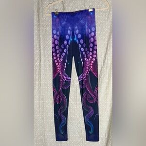 Devil Walking - Purple Galaxy Octopus Print Leggings
